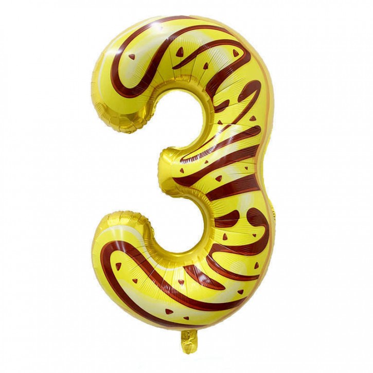 Folienballon Zahl 3 - in Donut Optik