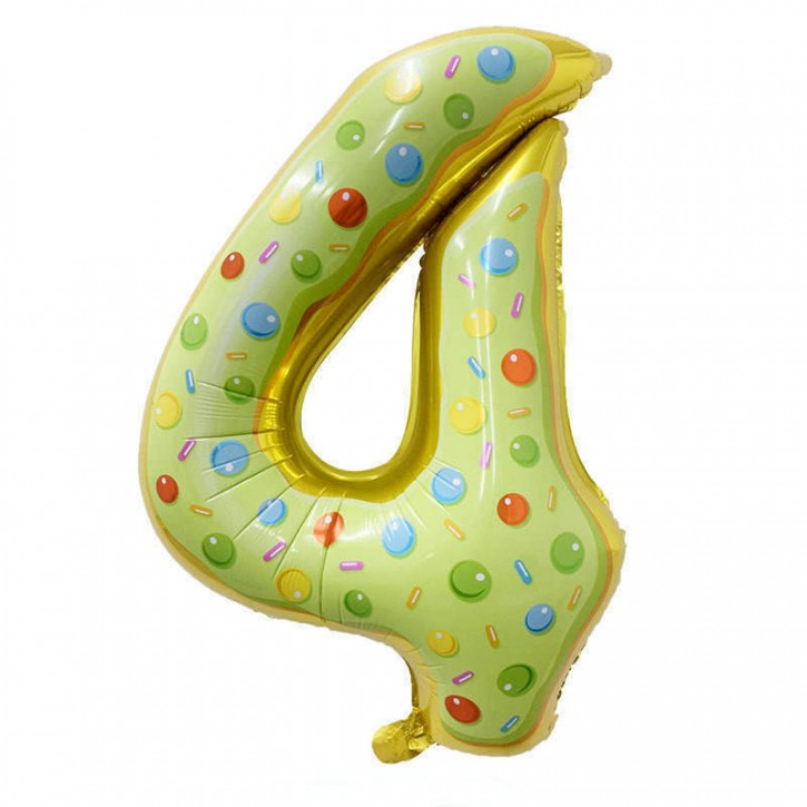Folienballon Zahl 4 - in Donut Optik