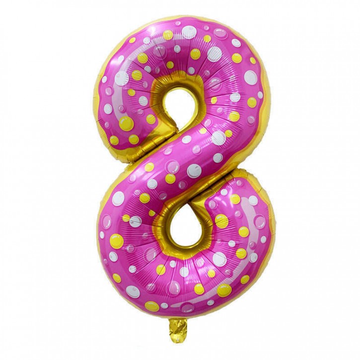 Folienballon Zahl 8 - in Donut Optik