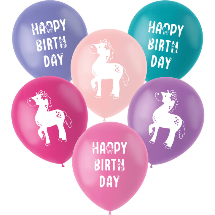 6 Luftballons Fröhliche Pferde