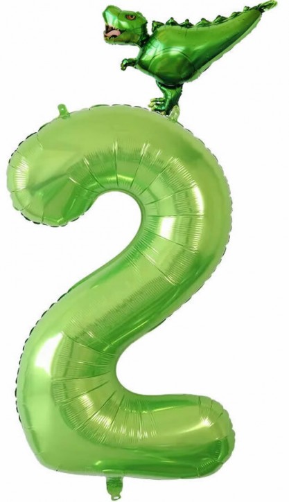 Folienballon Zahl 2 - T-Rex (100-140cm)