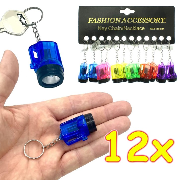12 Schlüsselanhänger Mini-Taschenlampe