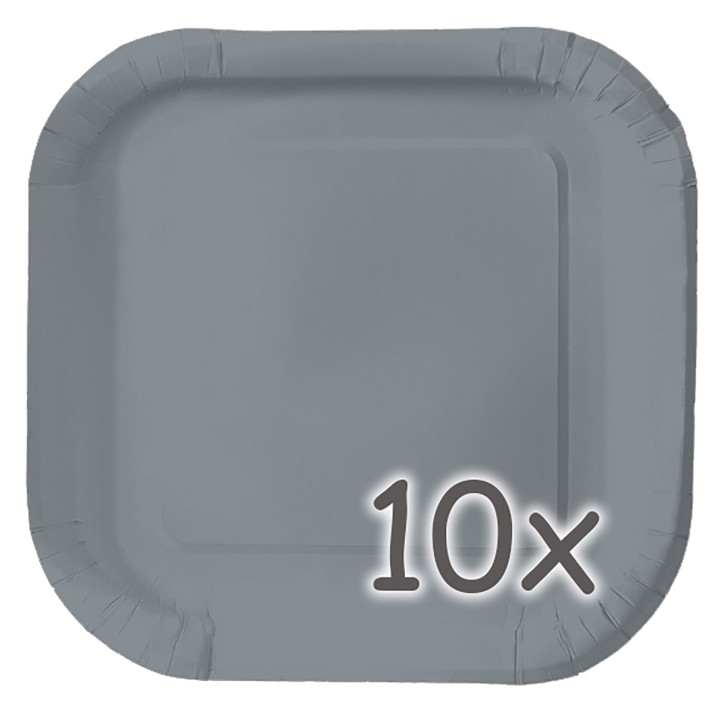 10 Party-Teller Grau - viereckig