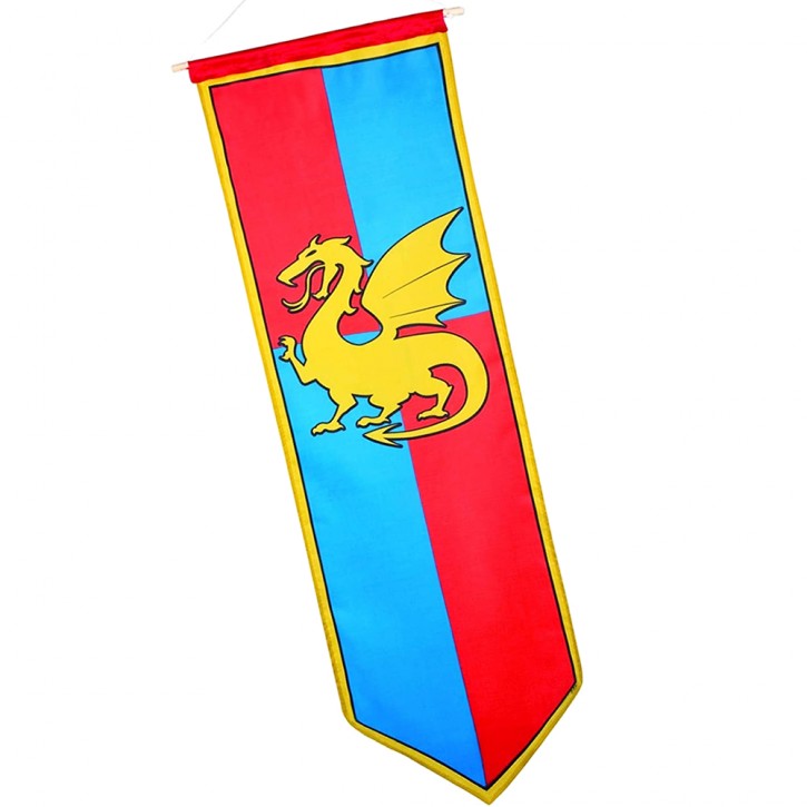 Standarte Ritter und Drachen - in Rot und Blau