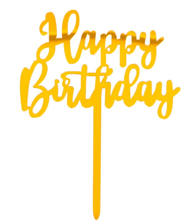 Cake Topper Happy Birthday - Gold