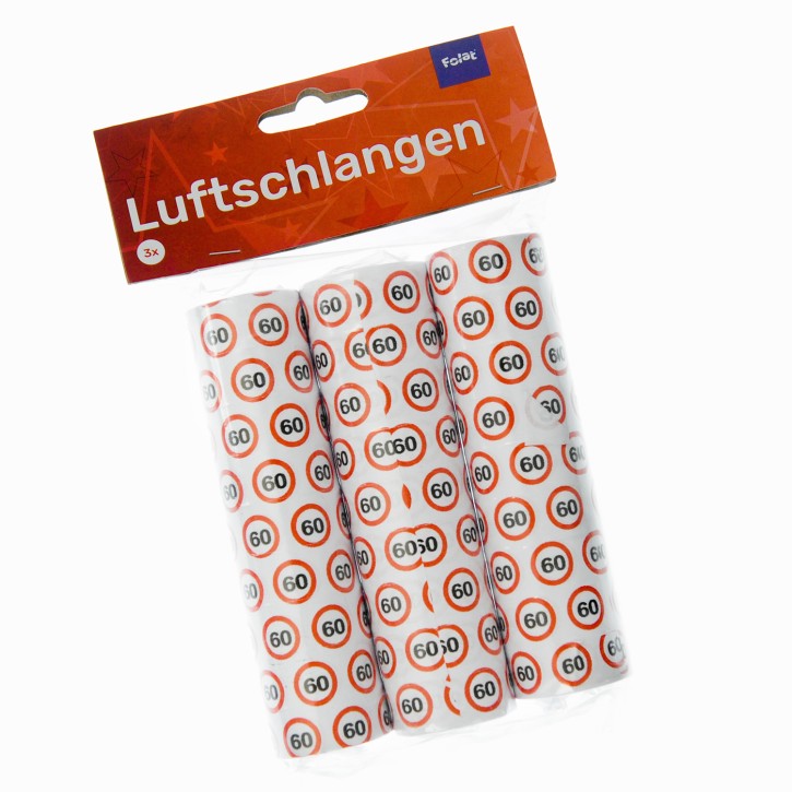 3 Luftschlangen 60. Geburtstag