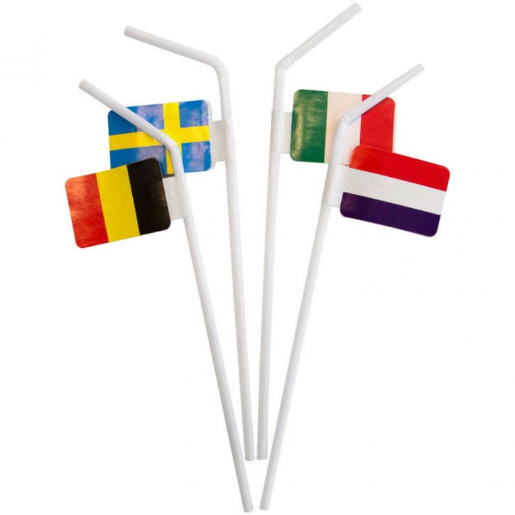 10 Trinkhalme "Flaggen der Welt"