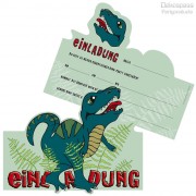 6 Einladungskarten Dinosaurier / T-Rex