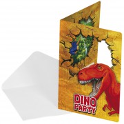 6 Einladungskarten Dinosaurier und T-Rex