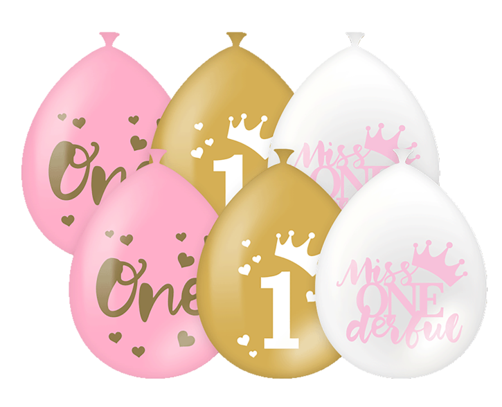 6 Luftballons 1. Geburtstag Mädchen