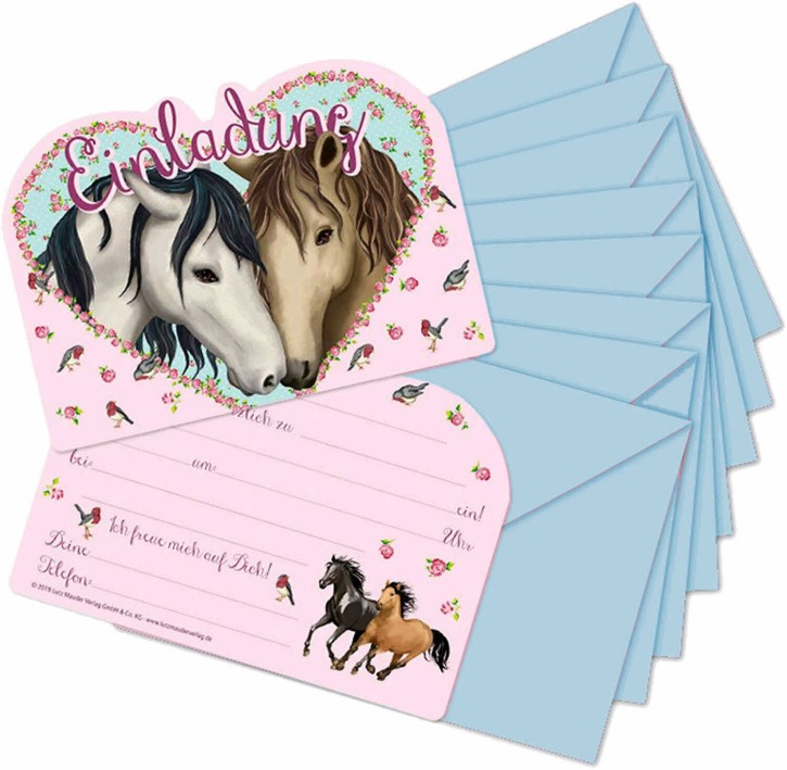8 Einladungskarten Pferde