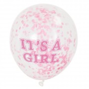 6 Konfetti-Luftballons "It's a Girl"