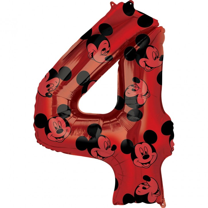 Folienballon Micky Maus - Zahl 4 (66cm)