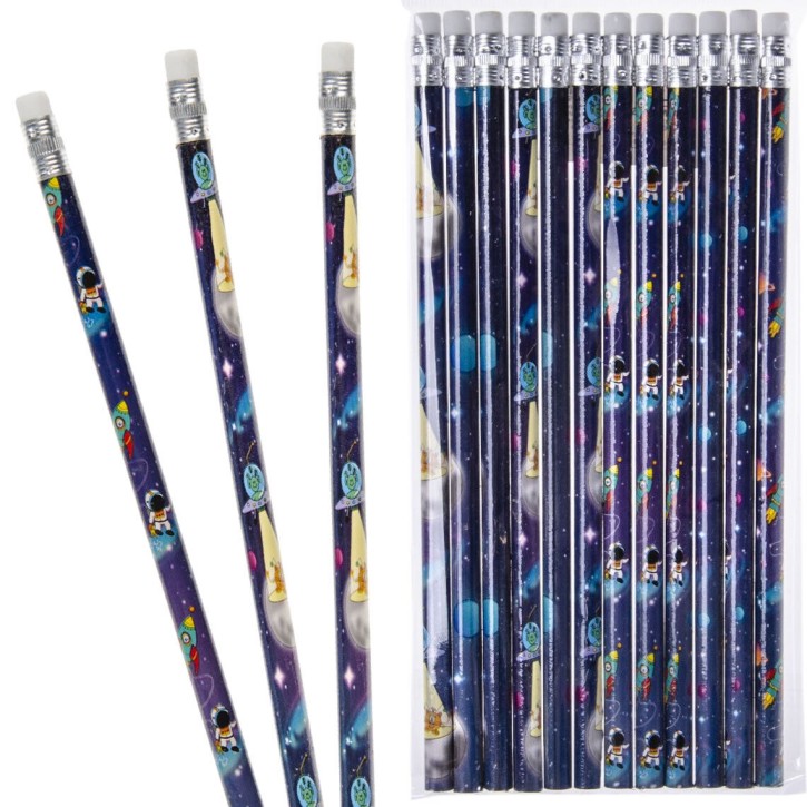 12 Weltraum Bleistifte mit Radiergummi