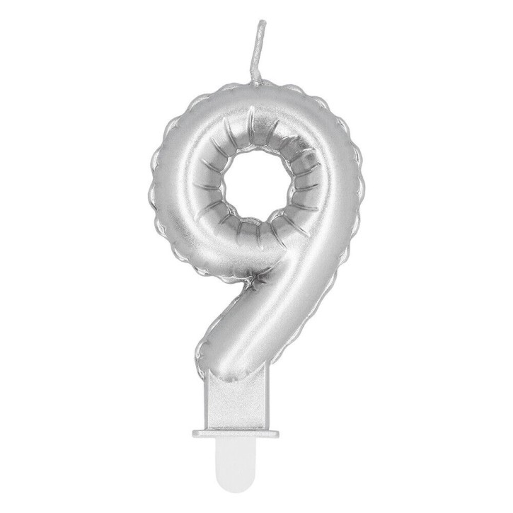 Zahlenkerze #9 - Silber