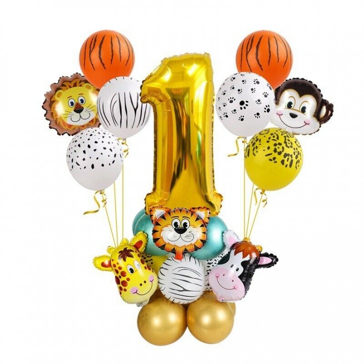 Folienballon Deko-Set Safari - Zahl 1