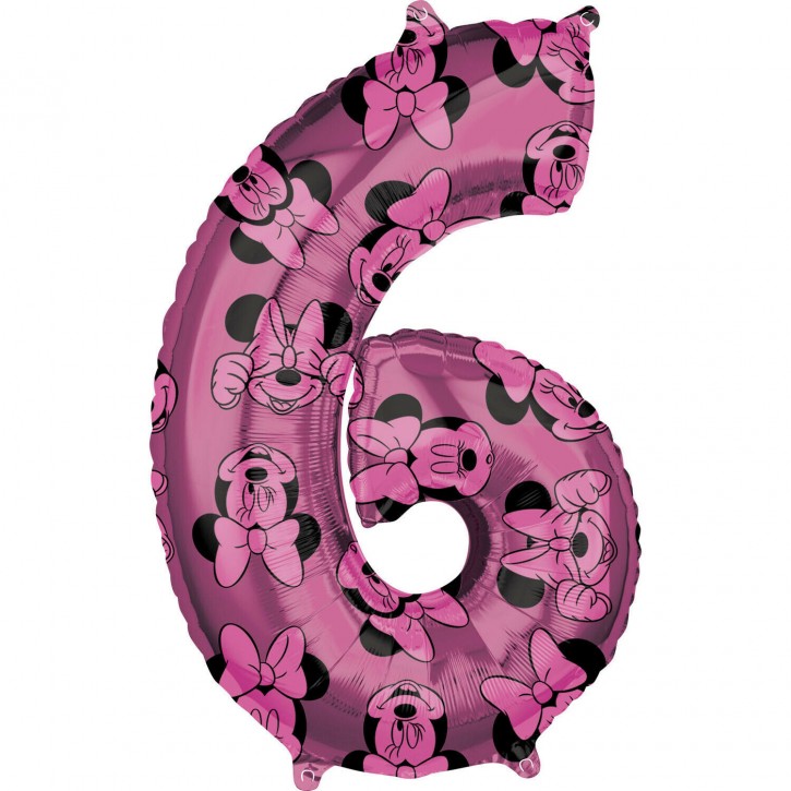 Folienballon Minnie Maus - Zahl 6 (66cm)