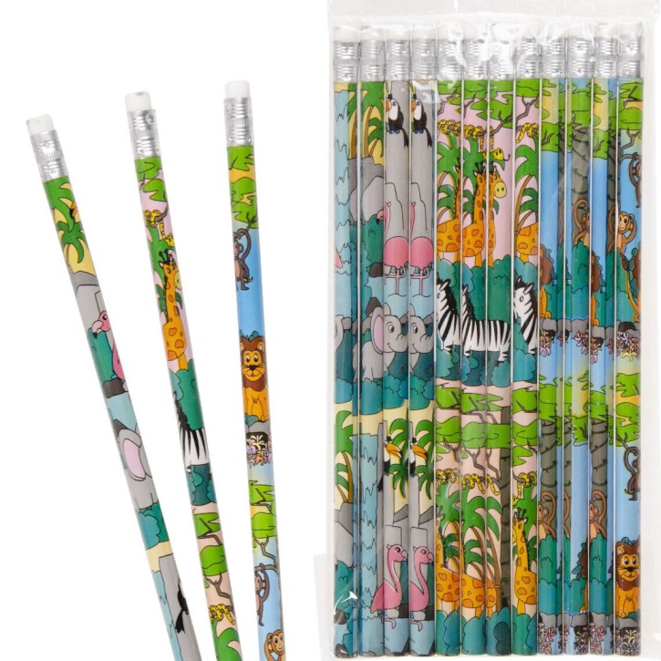 12 Zoo Bleistifte mit Radiergummi