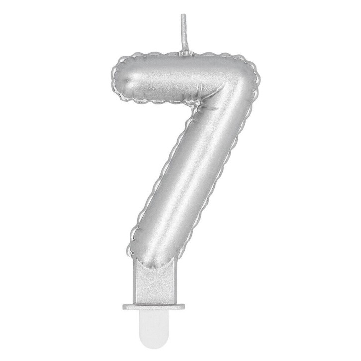 Zahlenkerze #7 - Silber