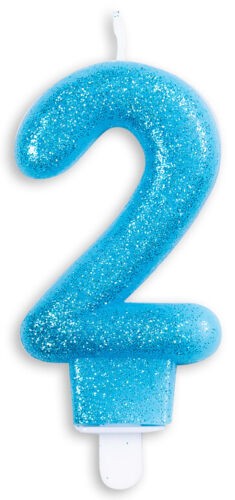 Zahlenkerze #2 - in Glitzer Blau