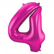 Folienballon Zahl 4 - in Magenta