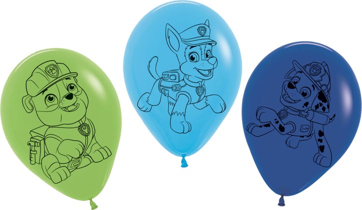 5 Luftballons Paw Patrol Blau
