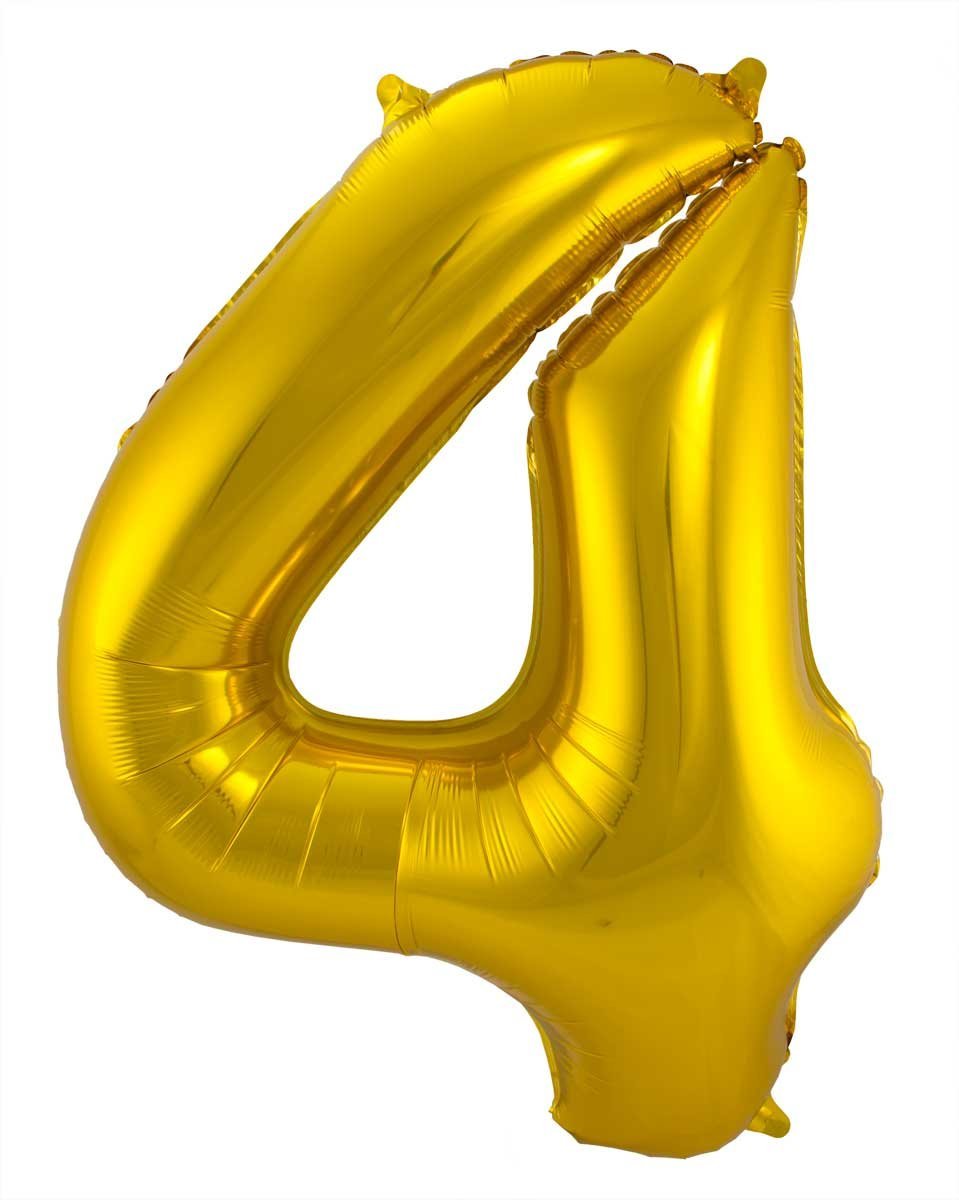 Folienballon Zahl 4 - in Gold