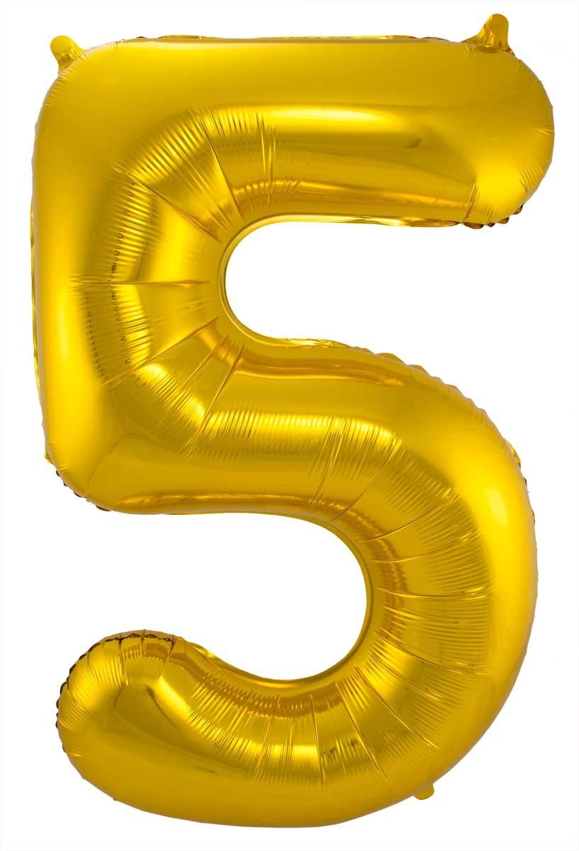 Folienballon Zahl 5 - in Gold