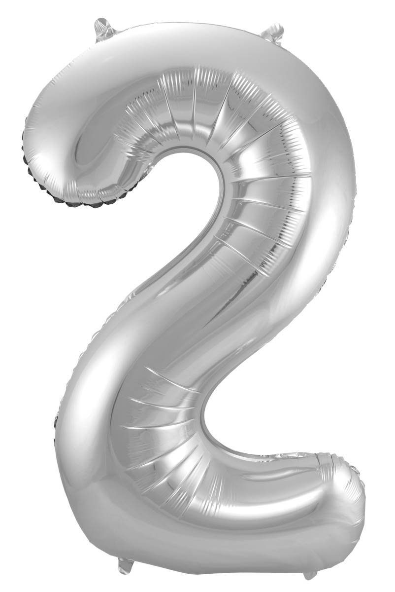 Folienballon Zahl 2 - in Silber