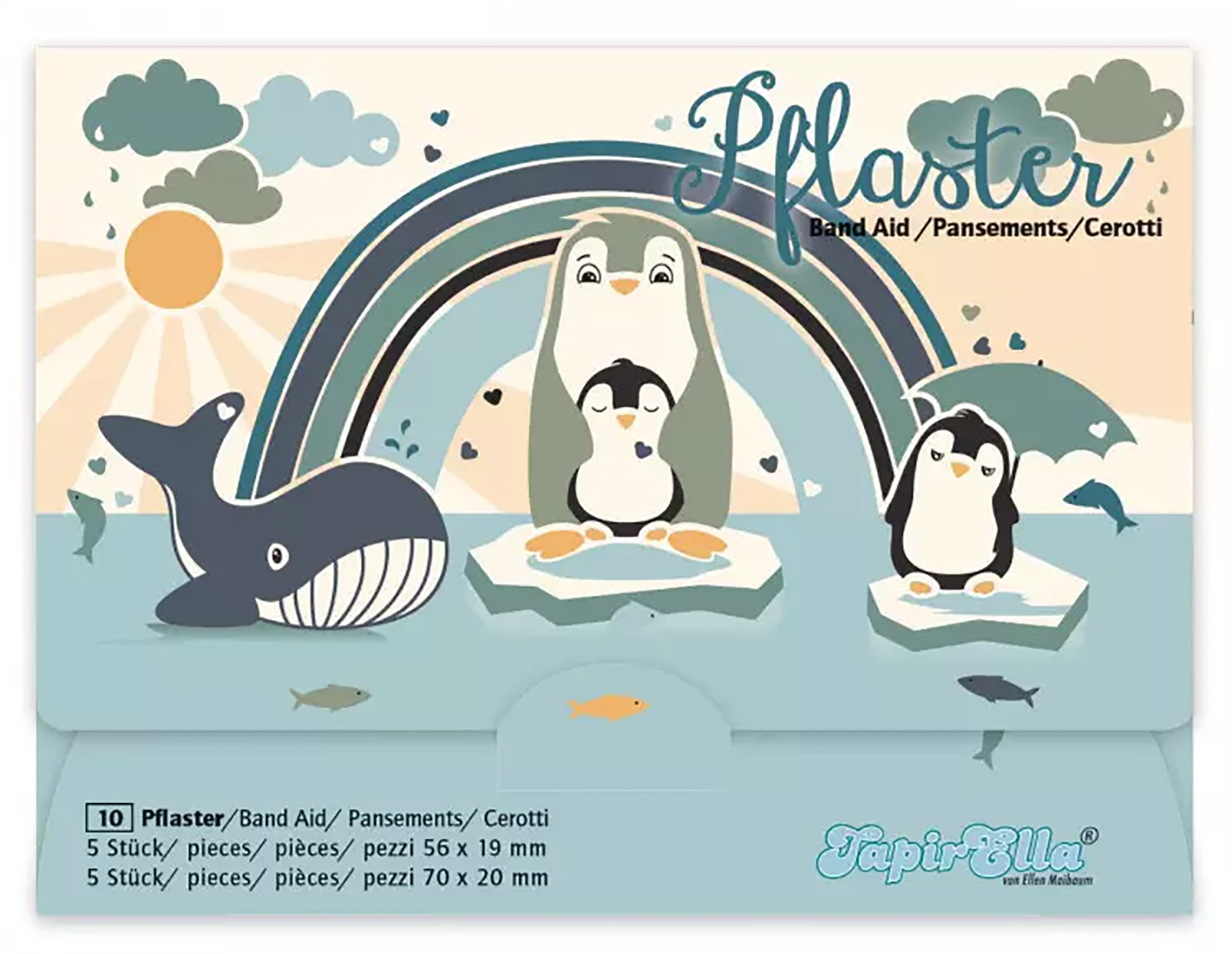 10 Kinder-Pflaster Pinguin Familie