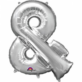 Air-Filled Folienballon silber - "&" (40cm)