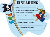 6 Einladungskarten Kinderpiraten / Piraten für Kindergeburtstag