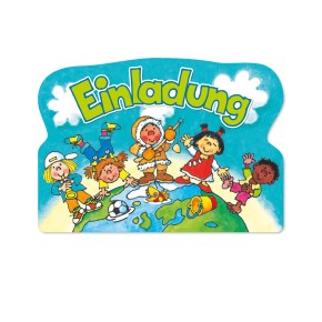 8 Stanzkarten - Einladungen + Umschläge Kinder der Welt