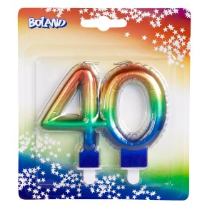 Zahlenkerze #40- Regenbogen