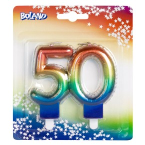 Zahlenkerze #50 - Regenbogen