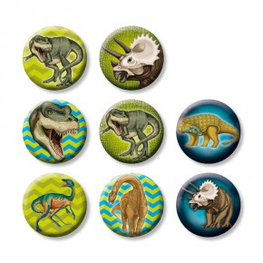 8 Mini Buttons Dinosaurier & T-Rex