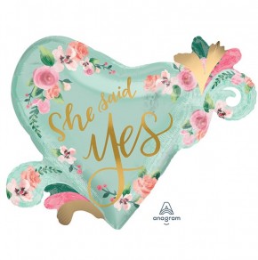 Supershape Folienballon Herz - From Miss to Mrs / She said yes (81x66cm)