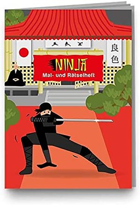 4x Mal- und Rätselheft "Ninja"