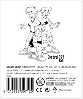 1 Sticker-Bogen Die drei Fragezeichen