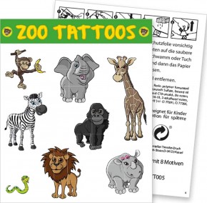 4 Bögen Zoo & Zootiere Tattoos