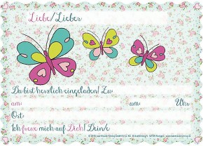 8 Einladungskarten Schmetterlinge
