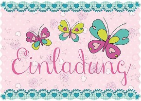 8 Einladungskarten Schmetterlinge