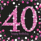 58-teiliges Party-Set: 40. Geburtstag - Sparkling Pink