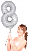 Folienballon Zahl 8 - in Silber - mit Muster