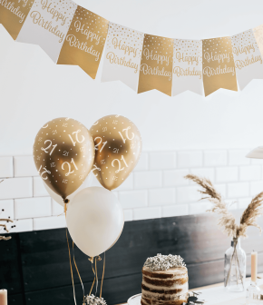 Wimpelkette 60. Geburtstag - Gold weiß