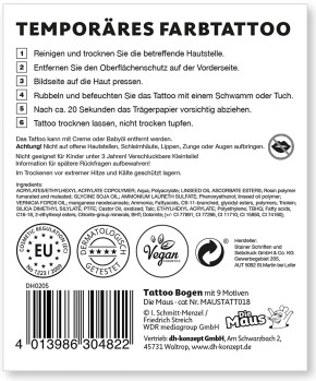4x Tattoo-Bogen Die Sendung mit der Maus