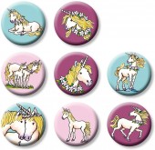 8 Mini Buttons Einhorn