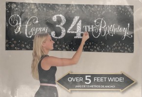 XXL-Banner Set Happy Birthday Gold-Silber