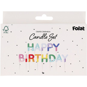 Kerzen Set Bunte Streifen "Happy Birthday"