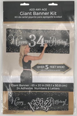 XXL-Banner Set Happy Birthday Gold-Silber